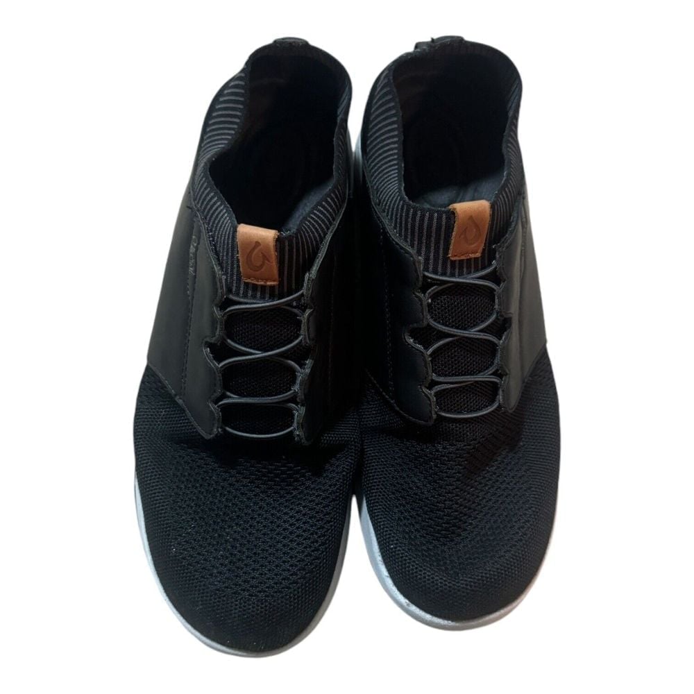 OluKai Makia Ulana Kai Black Knit And Leather Slip-On Sneakers Mens Size 9 M