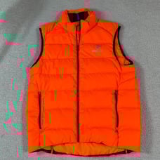 Ralph Lauren RLX Puffer Down Vest Bright Orange Mens Sz Medium Full Zip High Vis