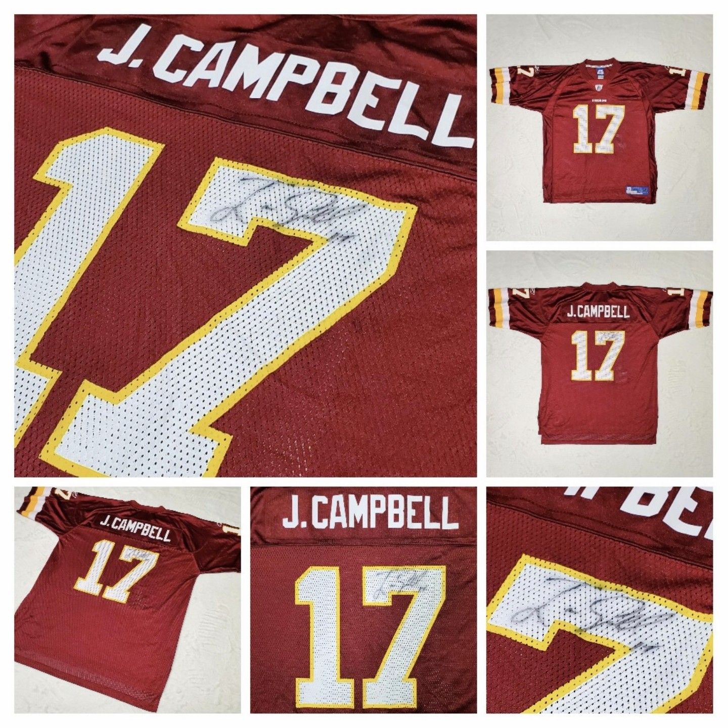 Jason Campbell Autographed Reebok Redskins XL/52 Jersey NWOT Maroon