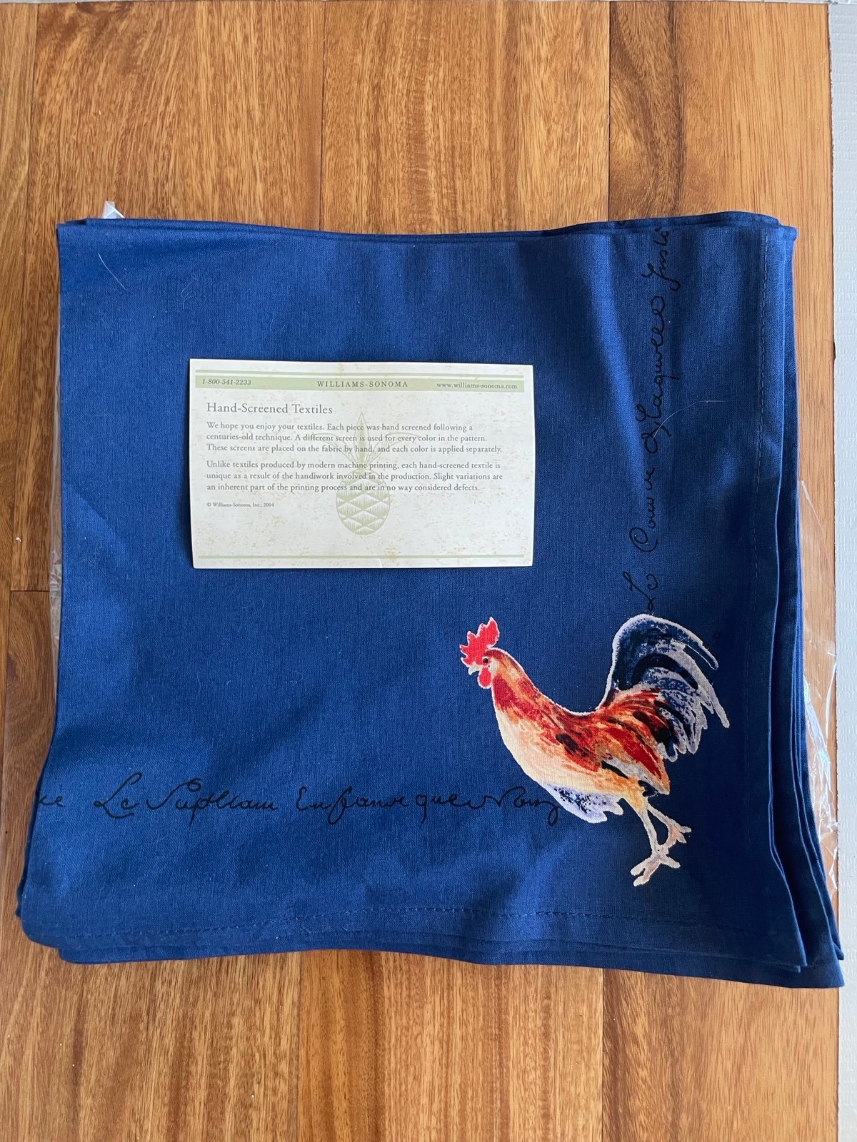 Rooster Script Williams Sonoma napkins set of 8