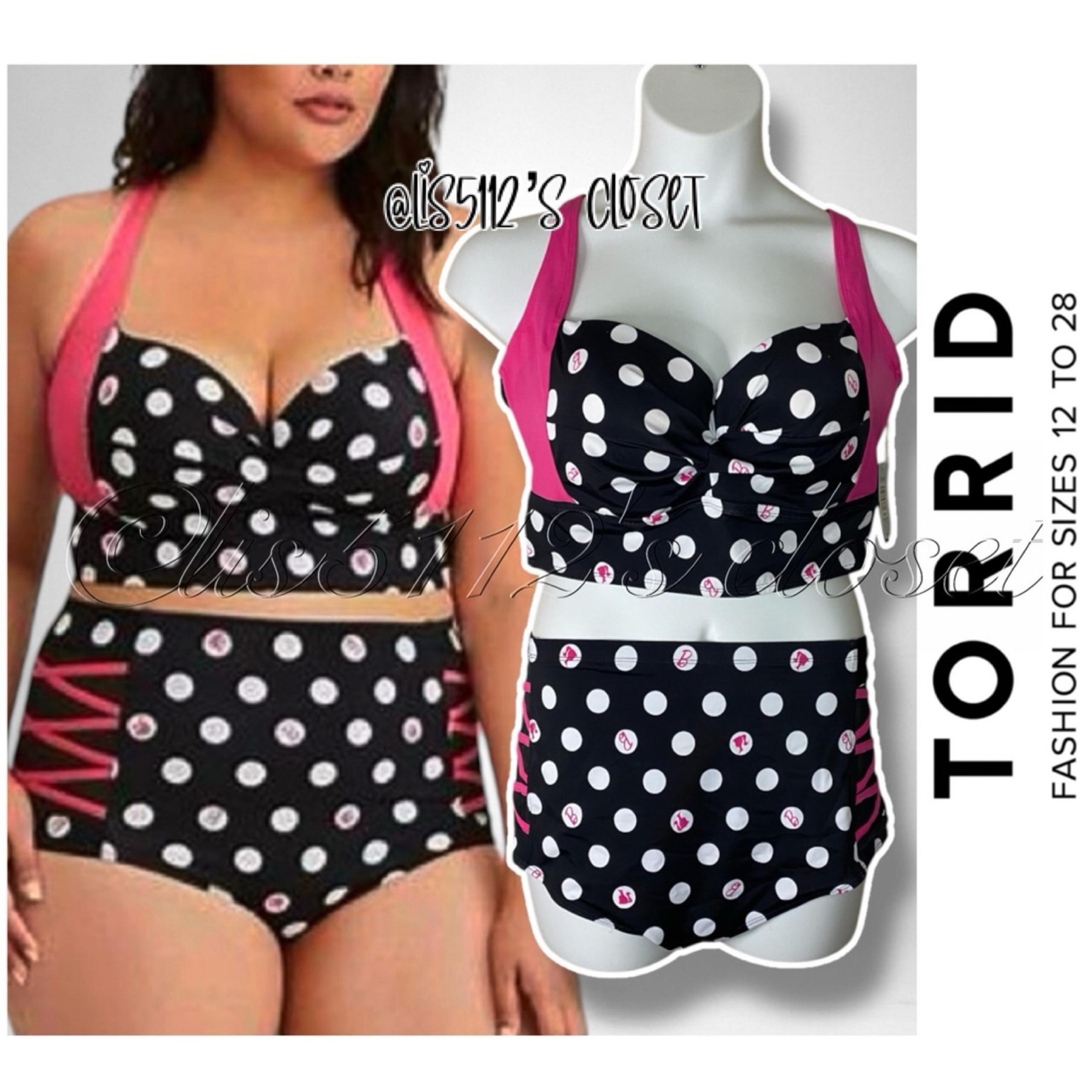 Torrid Barbie Twist Front Bikini Top & Strappy Mesh High Waist Swim Bottom 3X 2X