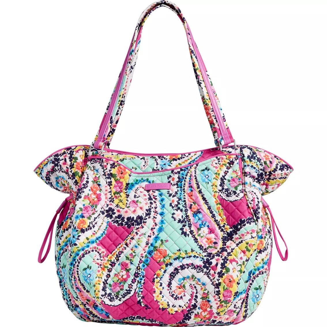 lconic Vera Bradley Glenna Wildflower Paisley Cotton Tote Bag