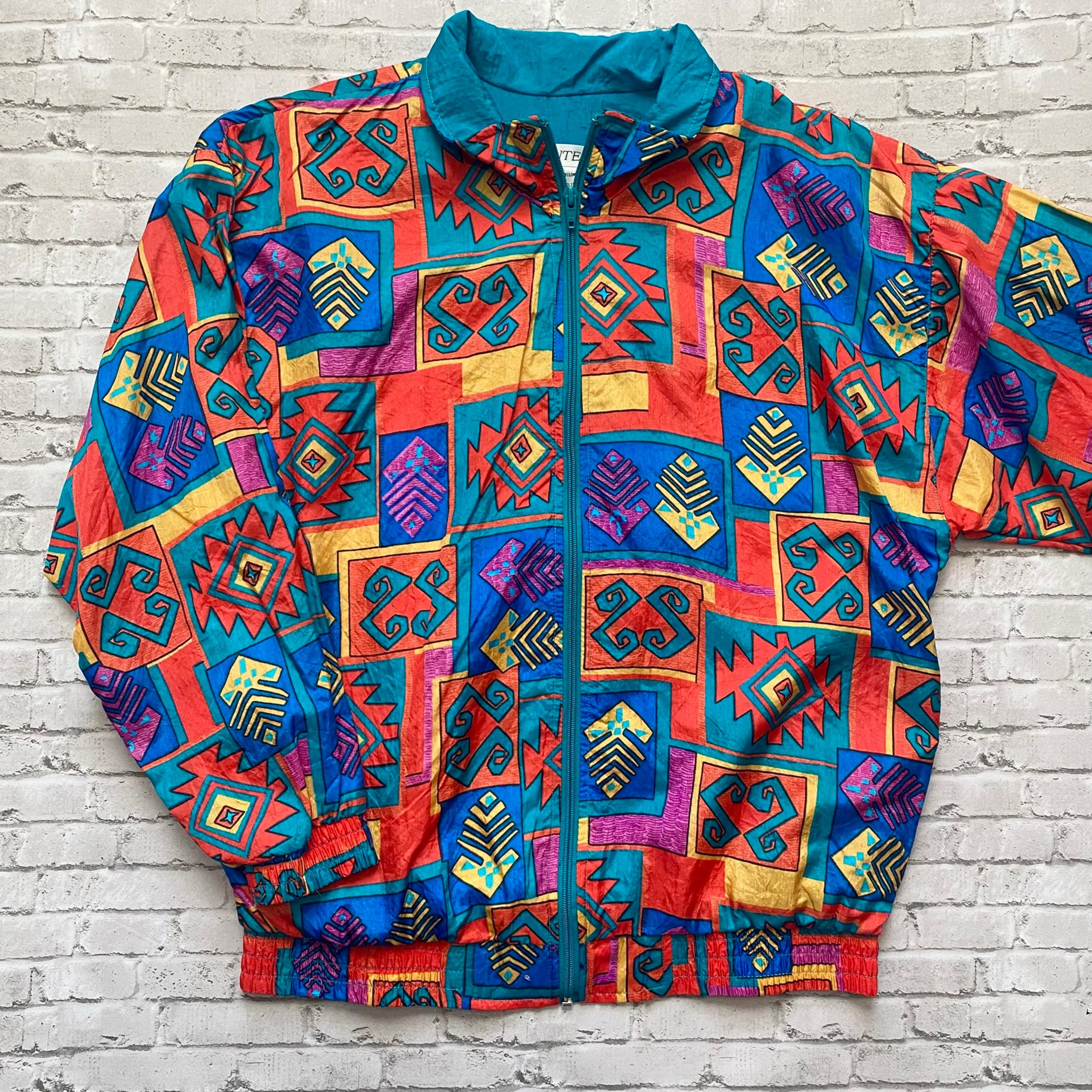 Vintage Printed Windbreaker Jacket