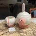 Johanna Parker • Rabbit Tea • Pink/White • Pitcher & 2 Tea Cup • New