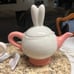 Johanna Parker • Rabbit Tea • Pink/White • Pitcher & 2 Tea Cup • New