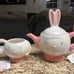 Johanna Parker • Rabbit Tea • Pink/White • Pitcher & 2 Tea Cup • New