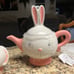 Johanna Parker • Rabbit Tea • Pink/White • Pitcher & 2 Tea Cup • New