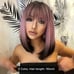 Human hair blend pink with dark end Bob straight wig.