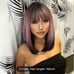 Human hair blend pink with dark end Bob straight wig.