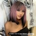 Human hair blend pink with dark end Bob straight wig.