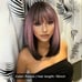 Human hair blend pink with dark end Bob straight wig.