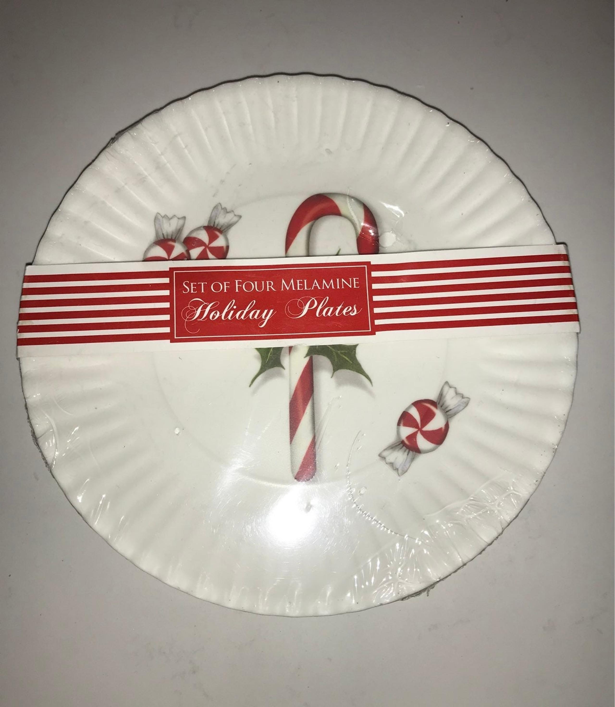2 Sets of 4 melamine holiday plates