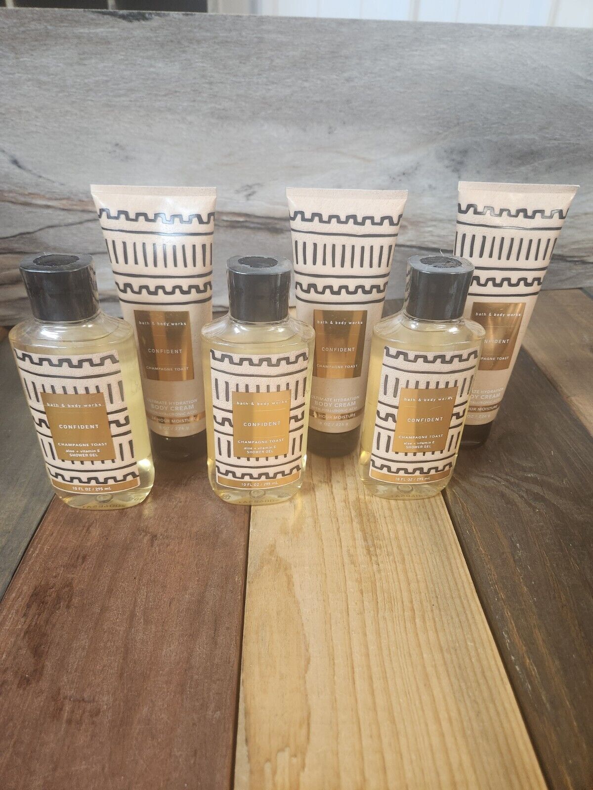6PK Bath & Body Works Champagne Toast Shower Gel & Body Cream Set 8oz & 10oz