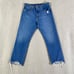 Levis Premium 501 Jeans Womens 31 x 25 Blue Big E Straight High Raw Hem Button
