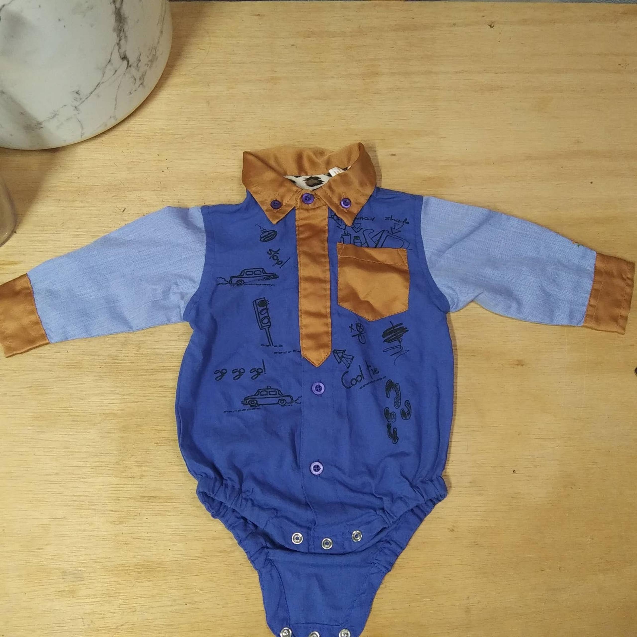TRULY SCRUMPTIOUS Long Sleeve Infant Bodysuit Blue SZ 3mo