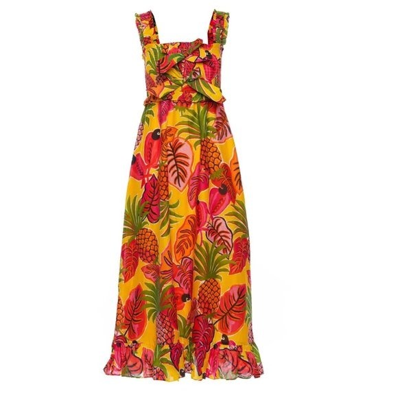 Farm Rio Women’s Fruit Dream Cotton shops Ruffle Maxi Dress - Size Small