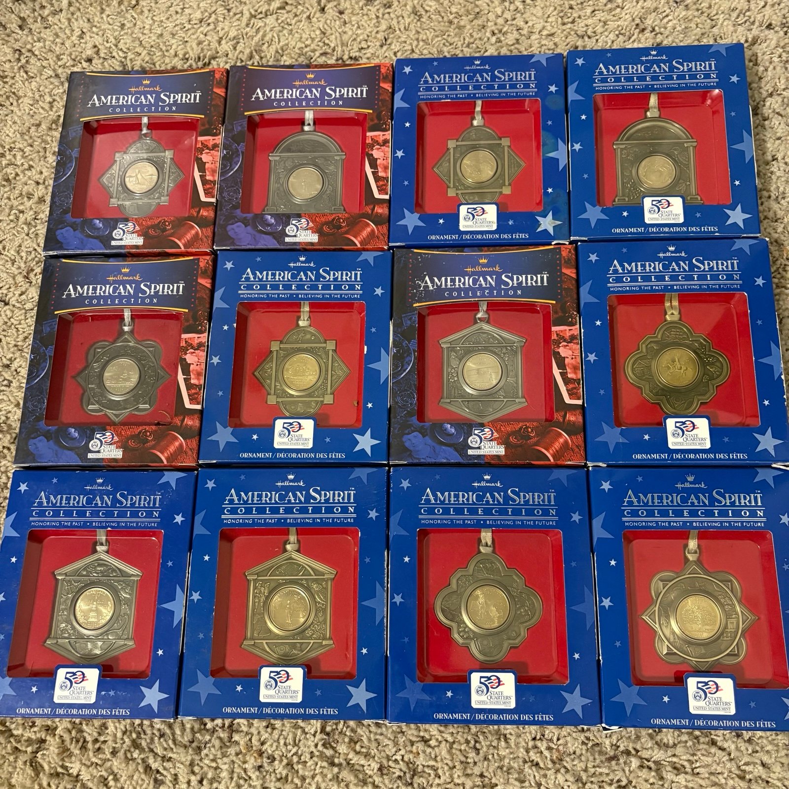 Hallmark American Spirit Collection State Quarter Christmas Ornaments Lot Of 12