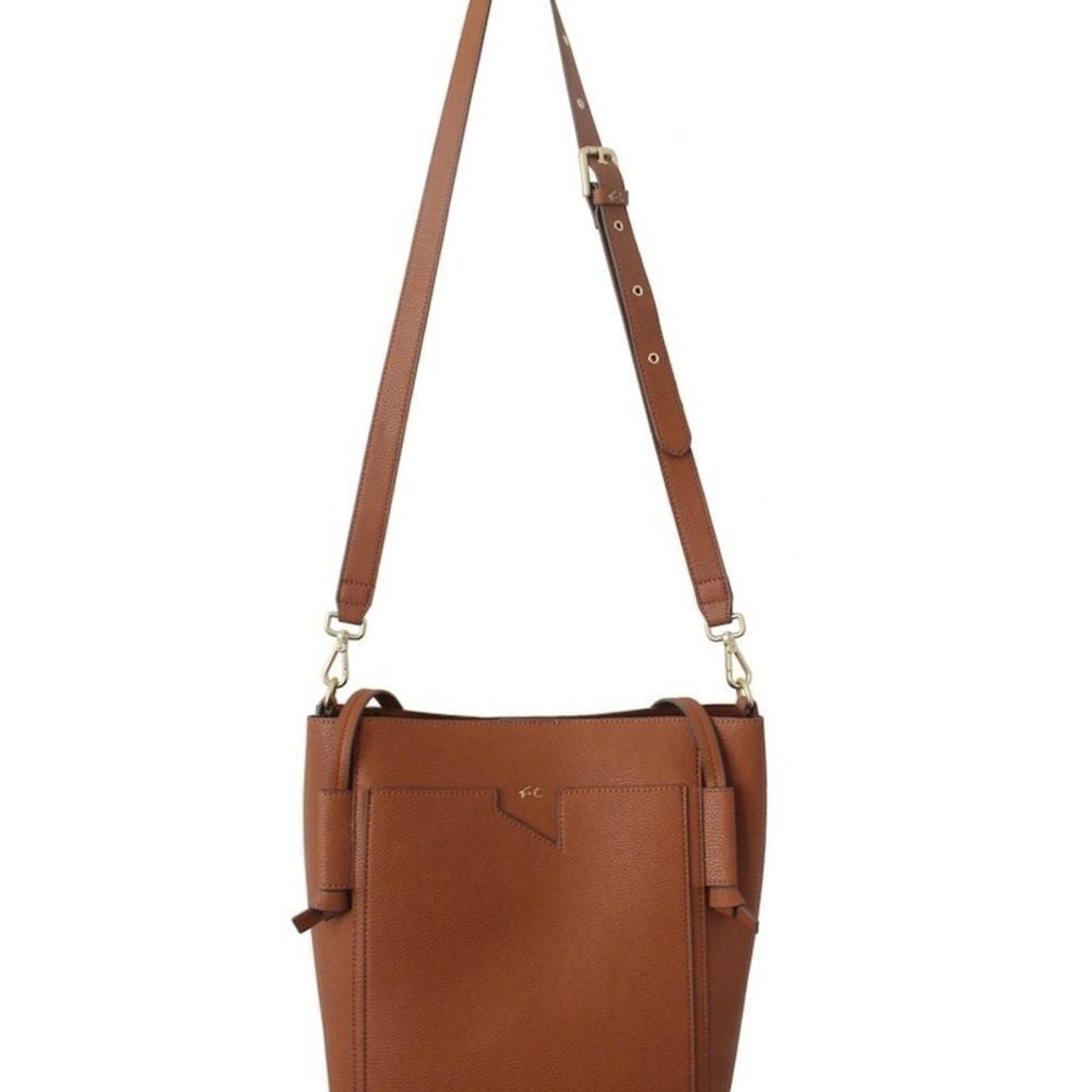 Foley + Corinna Women's Diane Tote in Cognac Vegan Pebbled Leather Cross Body