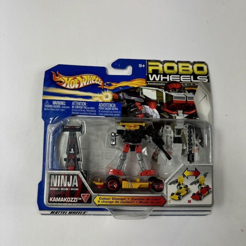Vtg Hot Wheels Ninja Kamakozzi Robo Wheels Negabotz Color Change 2002 B0367 NEW