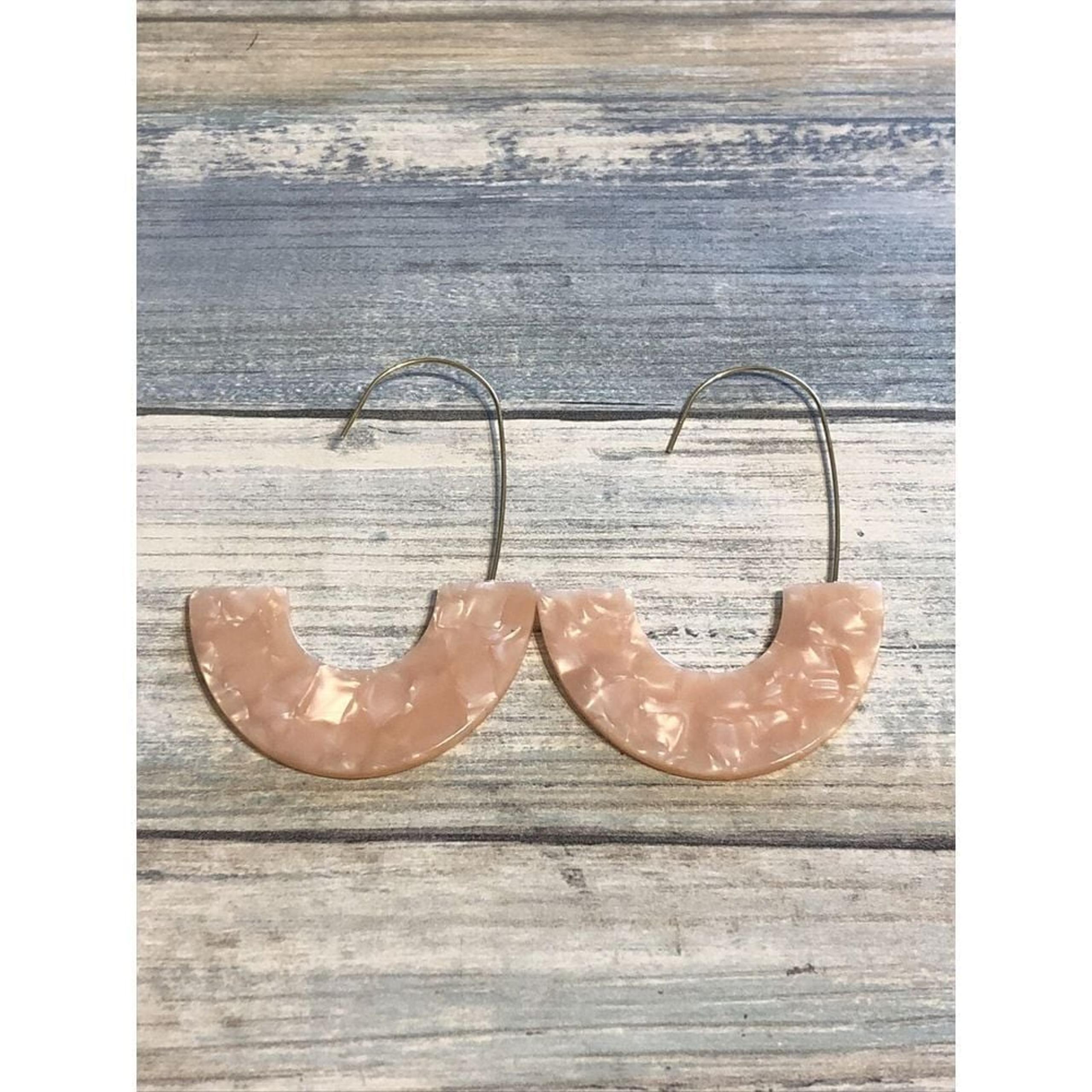 Threader Acrylic Peach Shimmer EARRINGS NWOT Drop Dangle