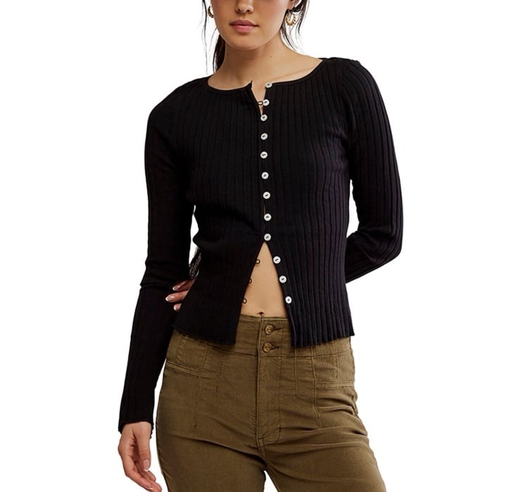 New With Tags Free People TillyCardigan Black Size XL