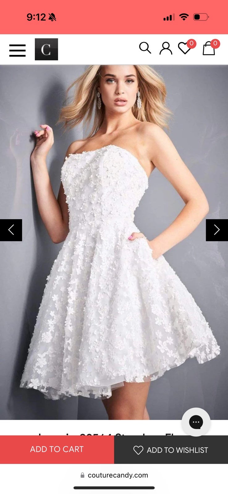 Jovani - 02564 Strapless Floral Appliqued A-Line Dress