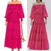 Alexis Thalssa Off The Shoulder Shirred Maxi Dress Fuchsia w/ Gold Dots Size M