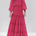 Alexis Thalssa Off The Shoulder Shirred Maxi Dress Fuchsia w/ Gold Dots Size M