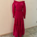 Alexis Thalssa Off The Shoulder Shirred Maxi Dress Fuchsia w/ Gold Dots Size M