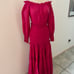 Alexis Thalssa Off The Shoulder Shirred Maxi Dress Fuchsia w/ Gold Dots Size M