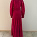 Alexis Thalssa Off The Shoulder Shirred Maxi Dress Fuchsia w/ Gold Dots Size M
