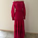 Alexis Thalssa Off The Shoulder Shirred Maxi Dress Fuchsia w/ Gold Dots Size M