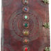 BOOK OF SHADOWS Leather 7 Chakra Medieval Gemstone Embossed Handmade 18 x 13 ¾