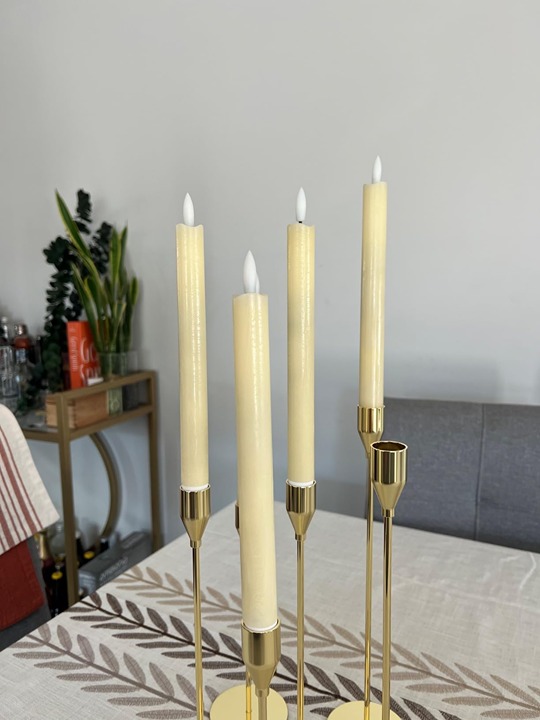 Flameless Ivory Taper Candles Flickering with 10-Key Remote, Battery Operated