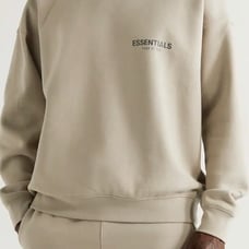 Fear of God® Essentials Flocked Jersey Fleece Pullover Mockneck in Oak Ⓢ *NWOT