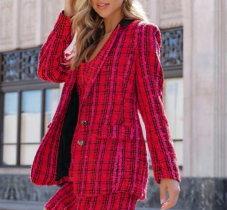 Plaid Holiday Christmas Boyfriend Blazer
