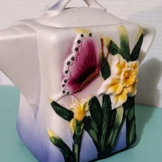 Home Decor, Bisque Tea Pot, Collectors, Raised 3-D Fairy Core, Shabby Chic NEW