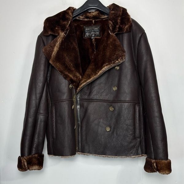 Shabazz Brothers Double Breasted Moto Shearling Jacket XXXL