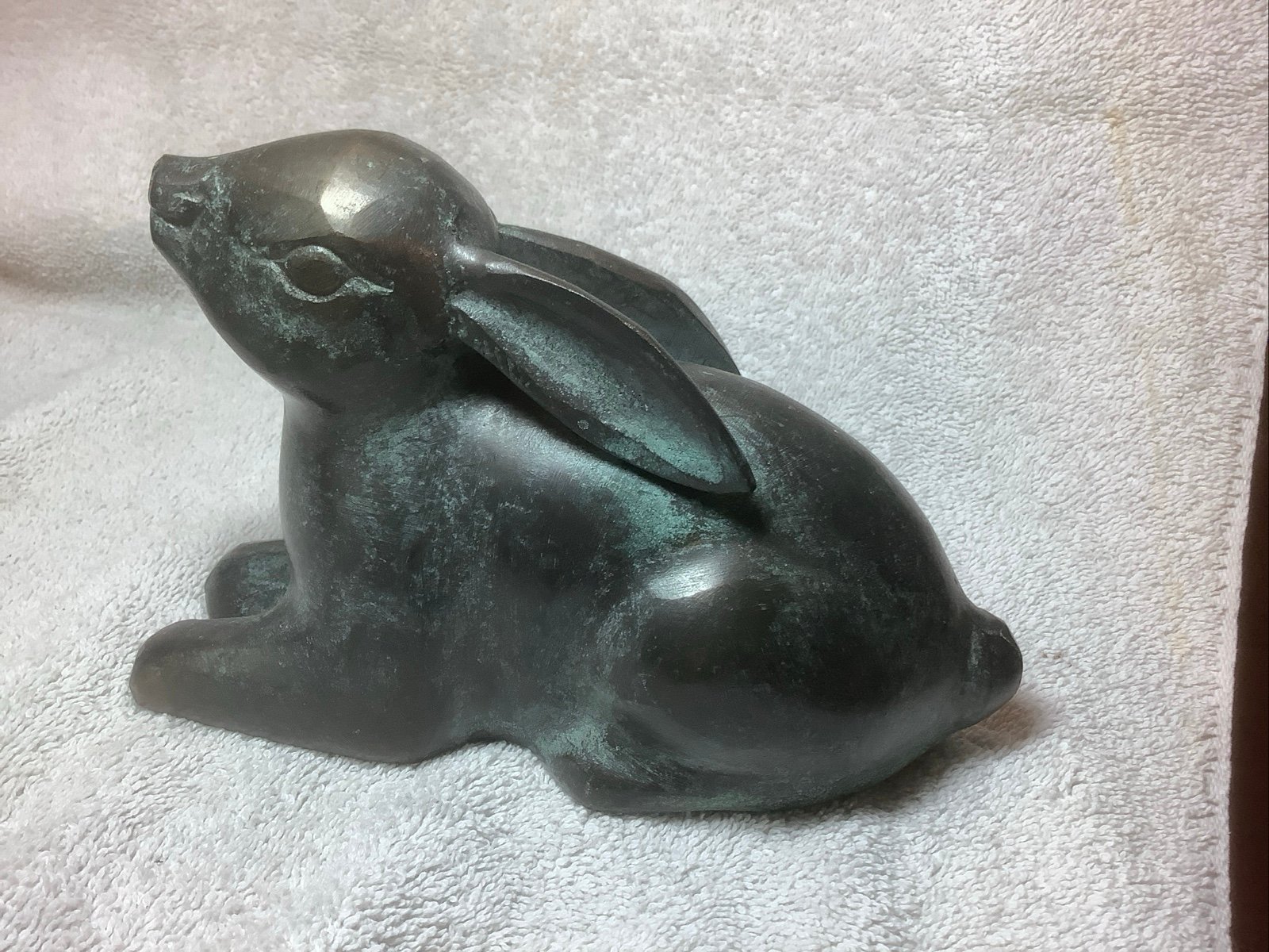 Vintage Cast Bronze Rabbit Sculpture Statue 8” x 5” Garden decor or doorstop