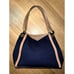 MICHAEL KORS Raven Large Canvas/Leather Shoulder Tote- Navy & Natural