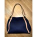 MICHAEL KORS Raven Large Canvas/Leather Shoulder Tote- Navy & Natural