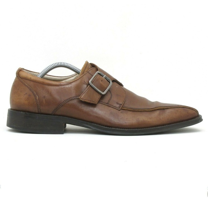 Kenneth Cole Mens Market Plan Brown Leather Monk Dress Shoes Slip On Size 11 M
