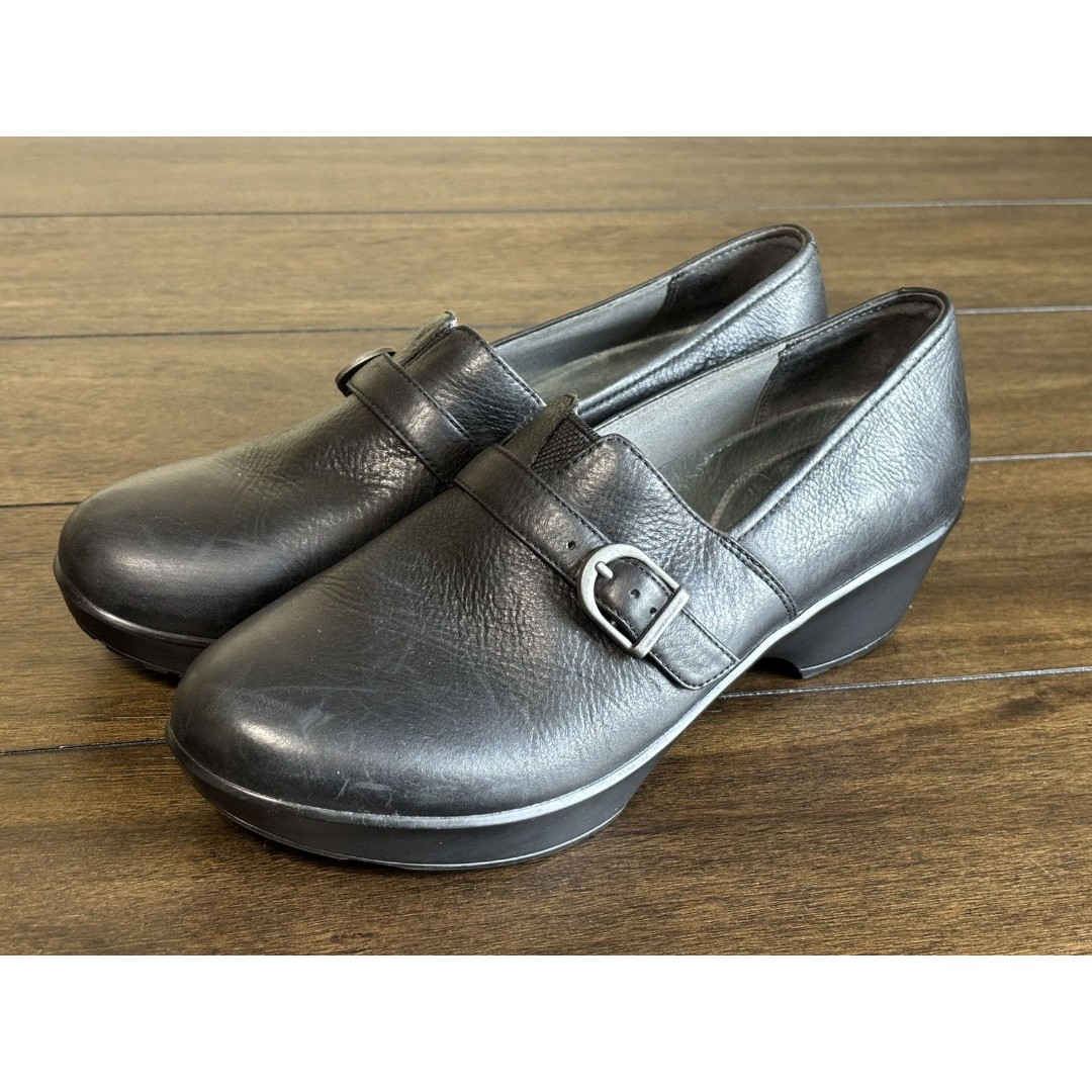Dansko Shoes Womens Sz 41 Jane Slip On Clogs Black Leather Round Toe 9708020202