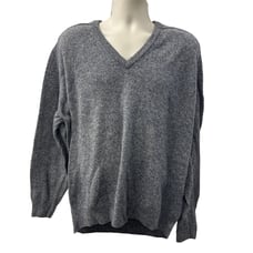 Vintage LL Bean 100% Shetland Lamsbwool V Neck Sweater Gray XL Men Scotland Made