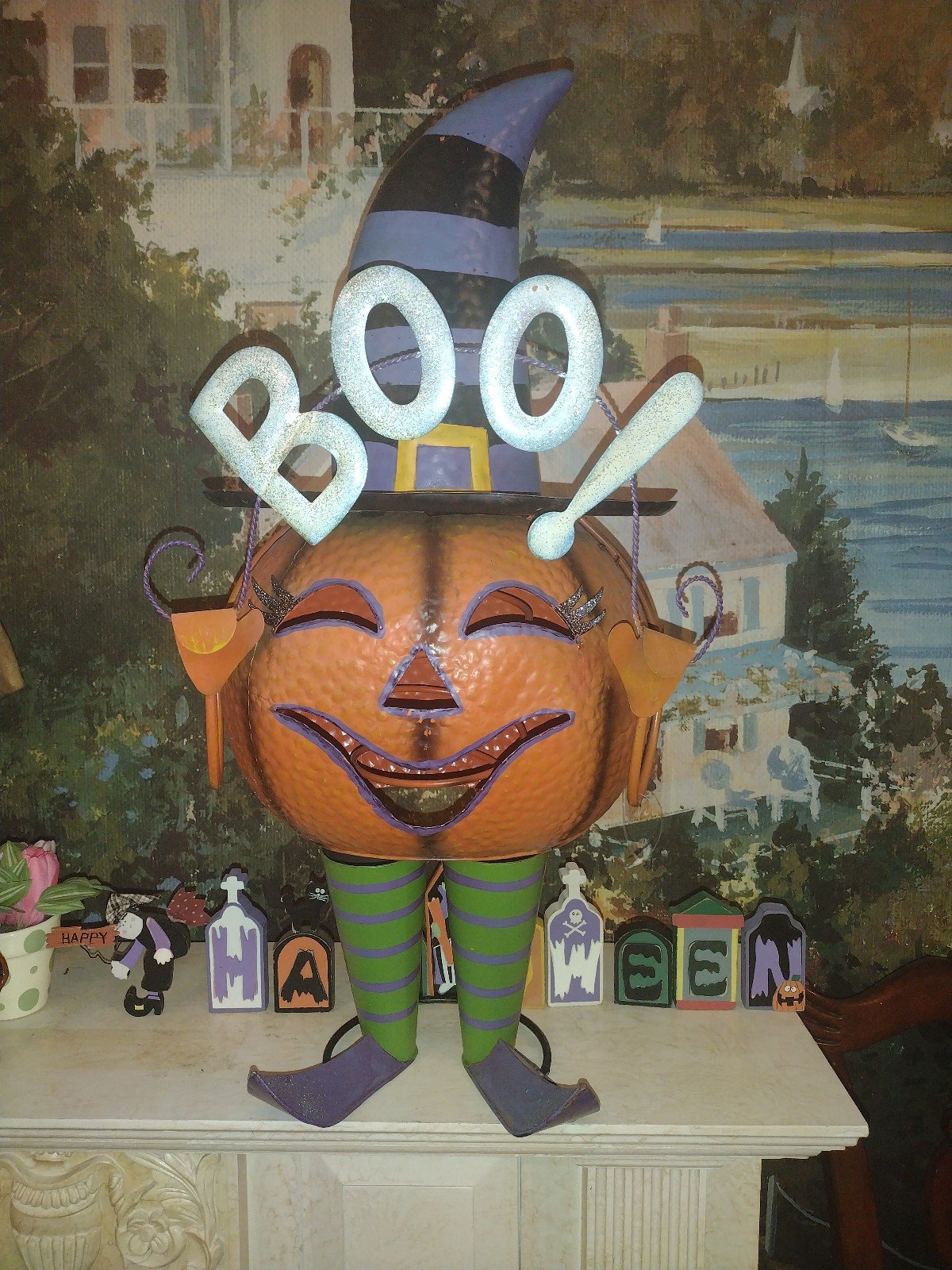 Bouncy Springy BOO Metal Jack O Lantern  27