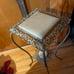 Antique gold painted wrought iron double tier marble plant table
