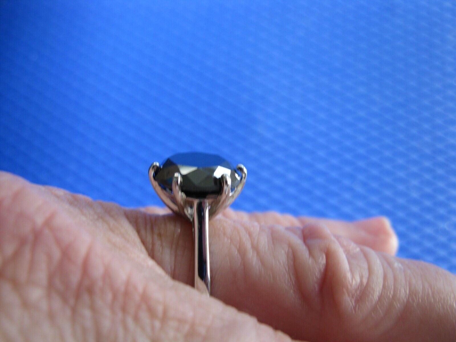 4.52ct 100% REAL NATURAL BLACK DIAMOND RING, CERTIFICATE,FR