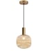 BOKT Modern Large Amber Glass Globe Pendant Light Fixture Brushed Brass Gold