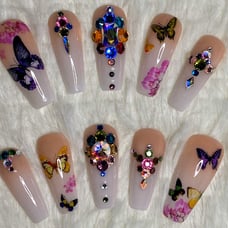 Butterfly Swarovski Press On Nails