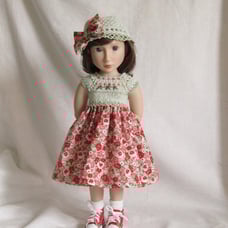Knit top dress and Hat Green & Red for 16